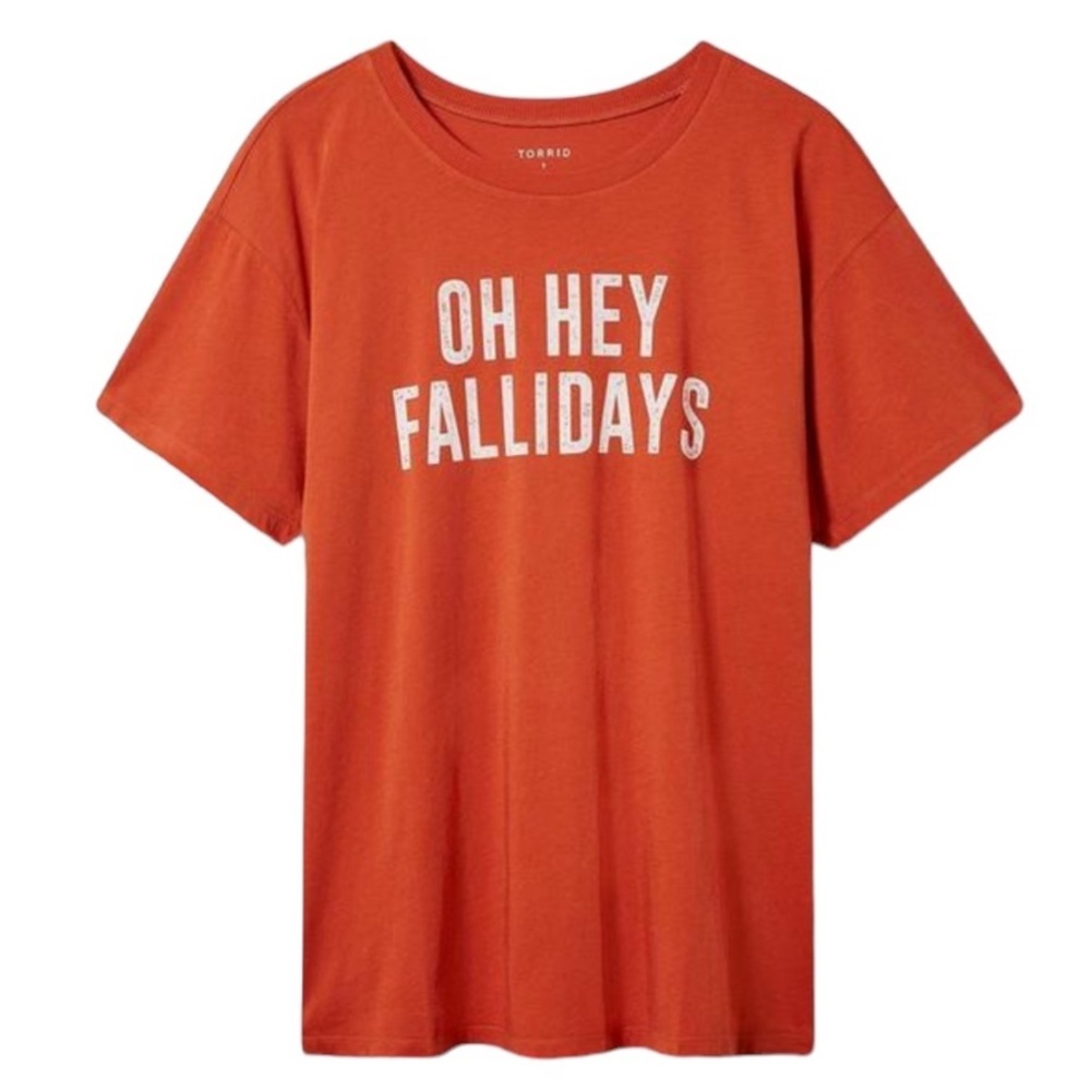 Size 2: Torrid Fallidays Relaxed Fit Cotton Crew Neck Tee